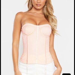 Cream/light pink lace corset